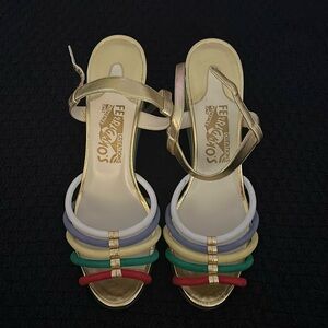 Ferragamo Creatives suede multicolor wedges from the archives collection.